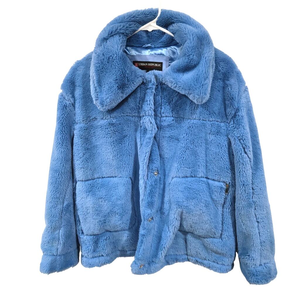 Urban Republic Sz Medium Blue Fur Jacket